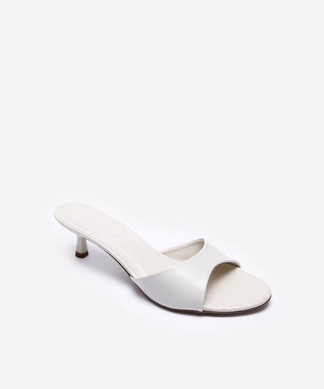 tamanco bico redondo salto fino oneself texturizado off white