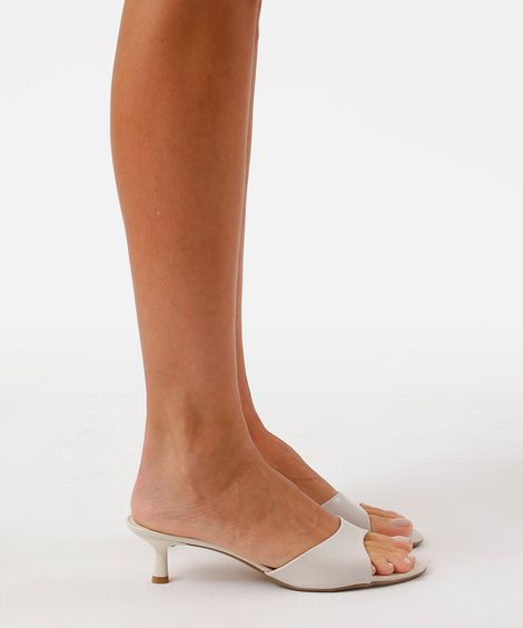 tamanco bico redondo salto fino oneself texturizado off white