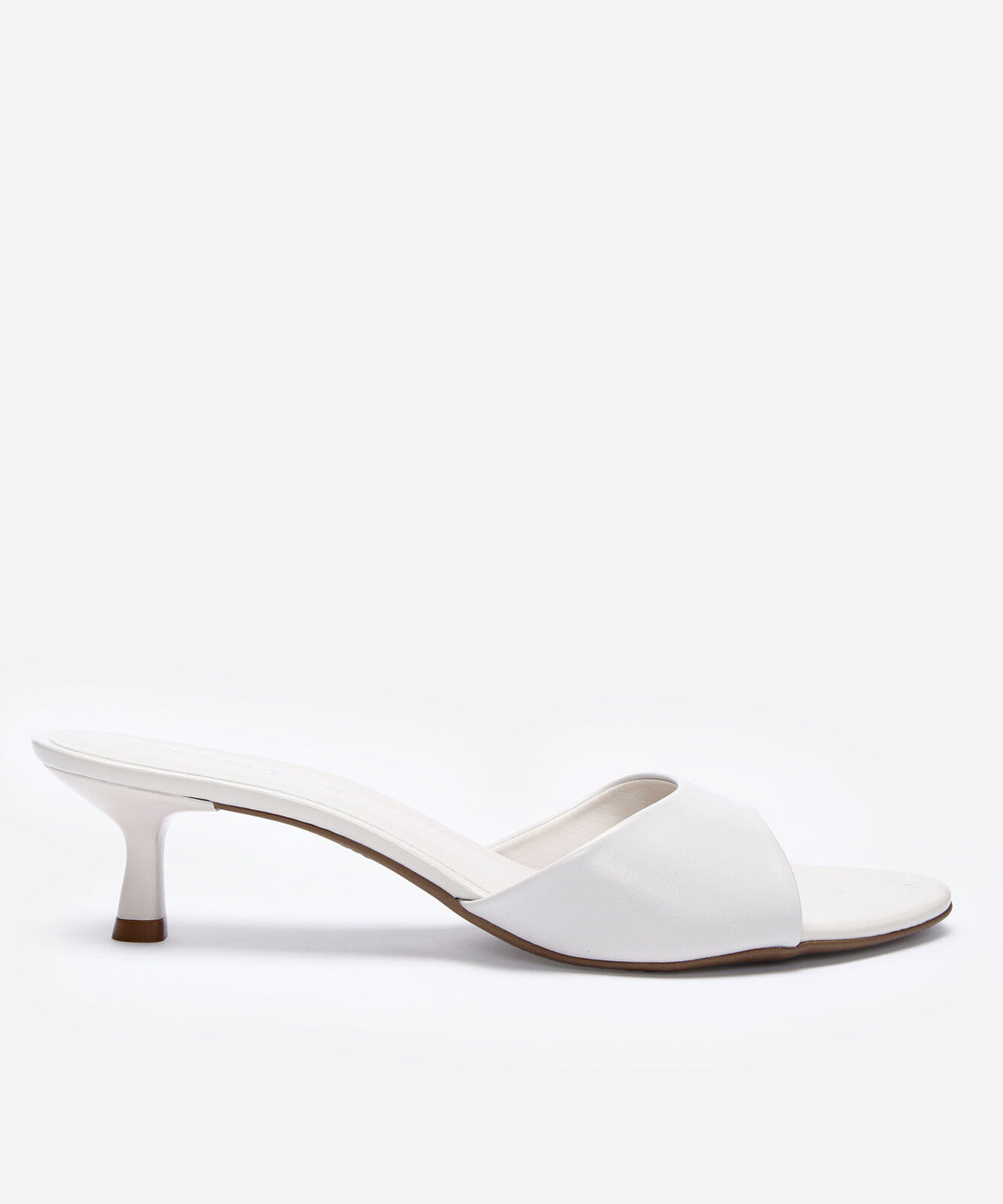 tamanco bico redondo salto fino oneself texturizado off white
