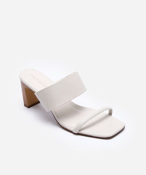 tamanco bico quadrado salto grosso texturizado oneself off white