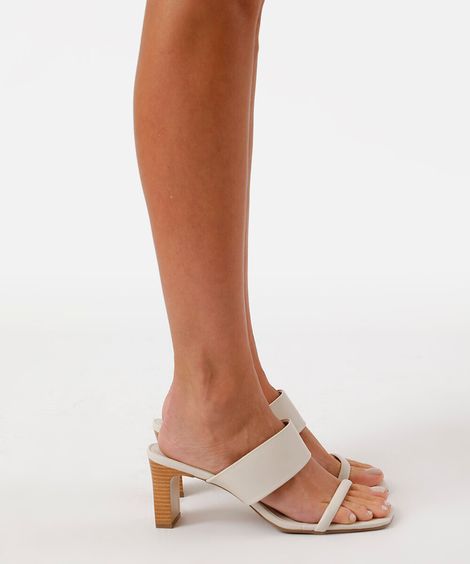 tamanco bico quadrado salto grosso texturizado oneself off white