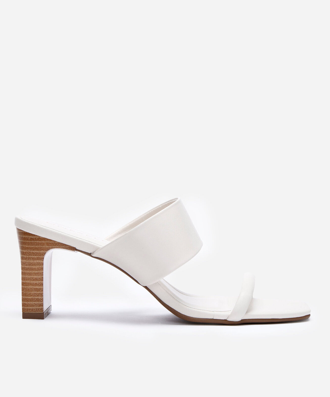 tamanco bico quadrado salto grosso texturizado oneself off white