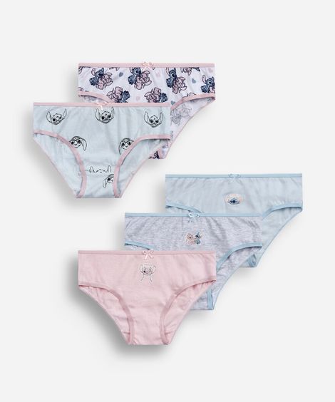 kit de 5 calcinhas infantis angel colorido