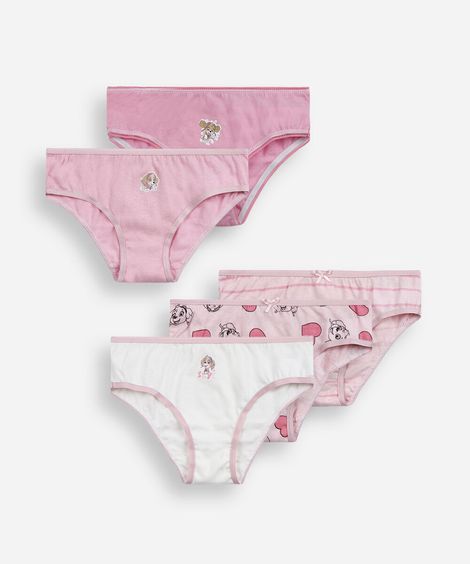 kit de 5 calcinhas infantis skye rosa
