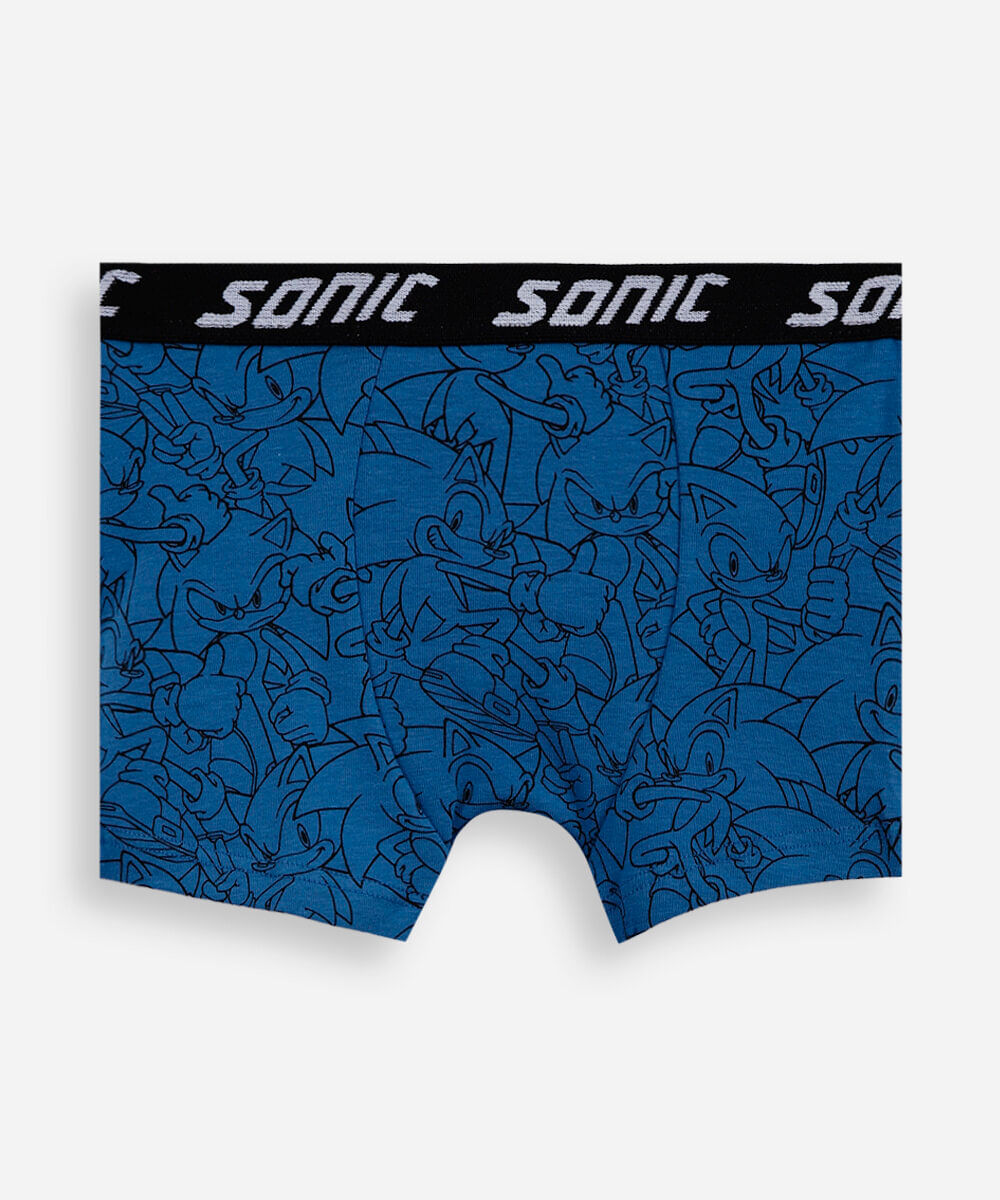 kit de 2 cuecas infantis boxer sonic colorido