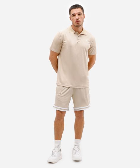 polo esportiva masculina texturizada bege