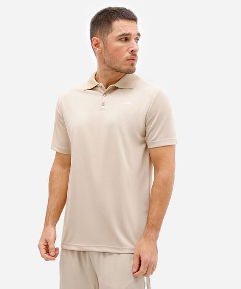 polo esportiva masculina texturizada bege