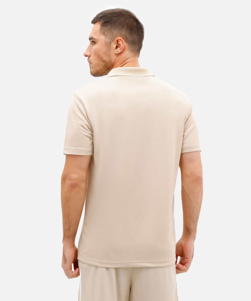 polo esportiva masculina texturizada bege