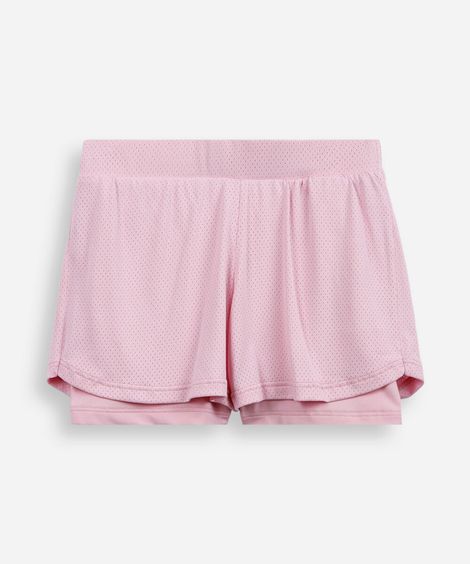 short infantil esportivo com forro rosa