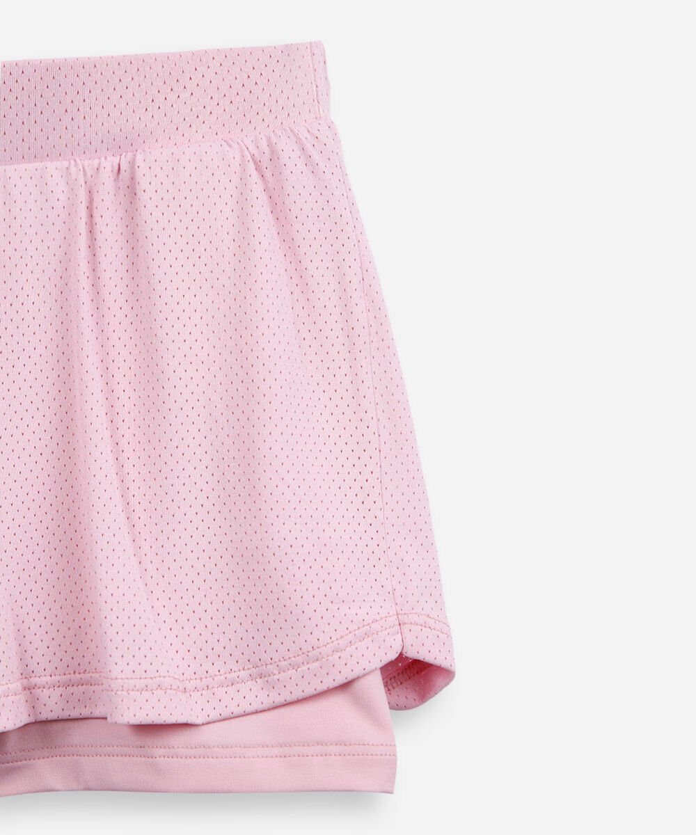 short infantil esportivo com forro rosa