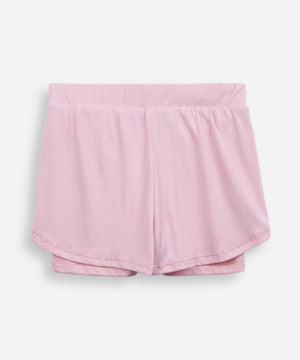 short infantil esportivo com forro rosa
