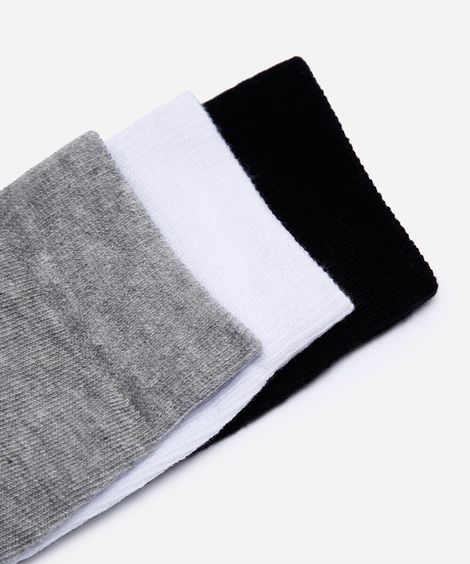 kit de 3 pares de meias cano alto colorida