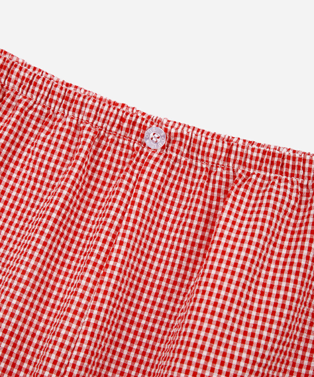 calça de pijama feminina com algodão avulsa xadrez vermelha