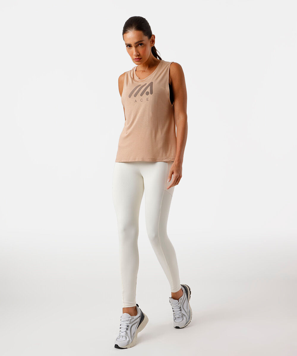regata esportiva de viscose bege