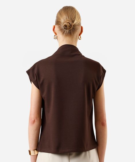 blusa feminina de viscose decote degagê marrom