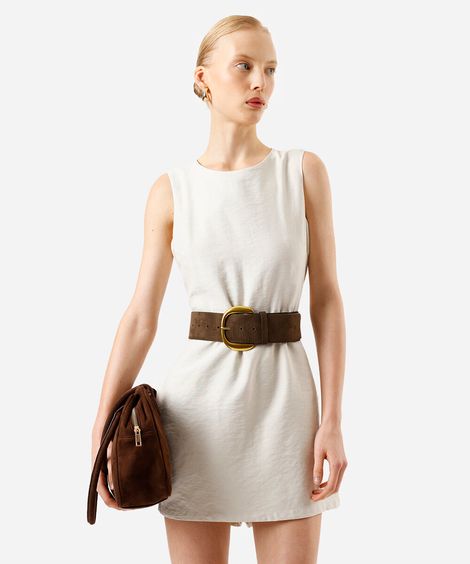 macaquinho short saia feminino de alfaiataria bege