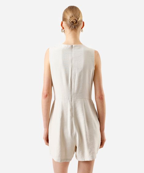 macaquinho short saia feminino de alfaiataria bege