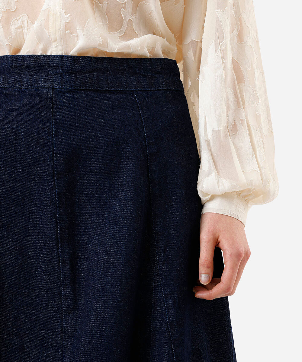 saia midi feminina jeans cintura alta azul