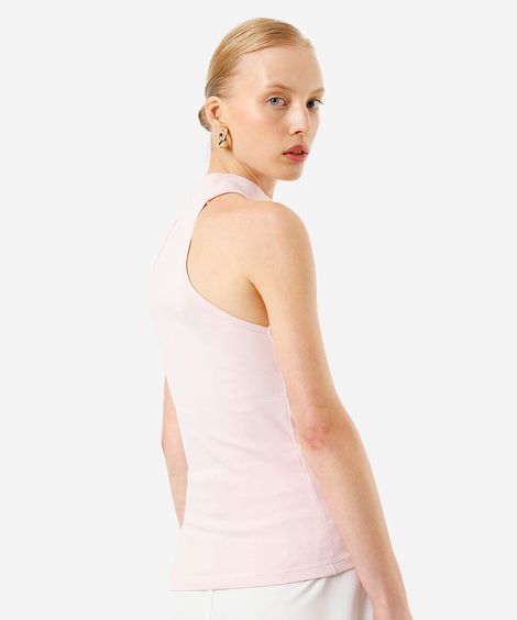 blusa halterneck feminina de algodão rosa