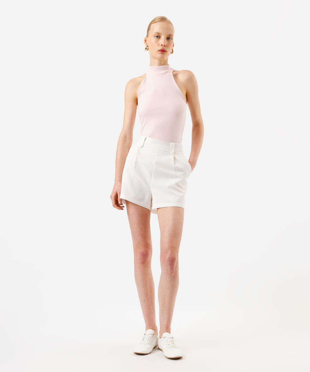 blusa halterneck feminina de algodão rosa