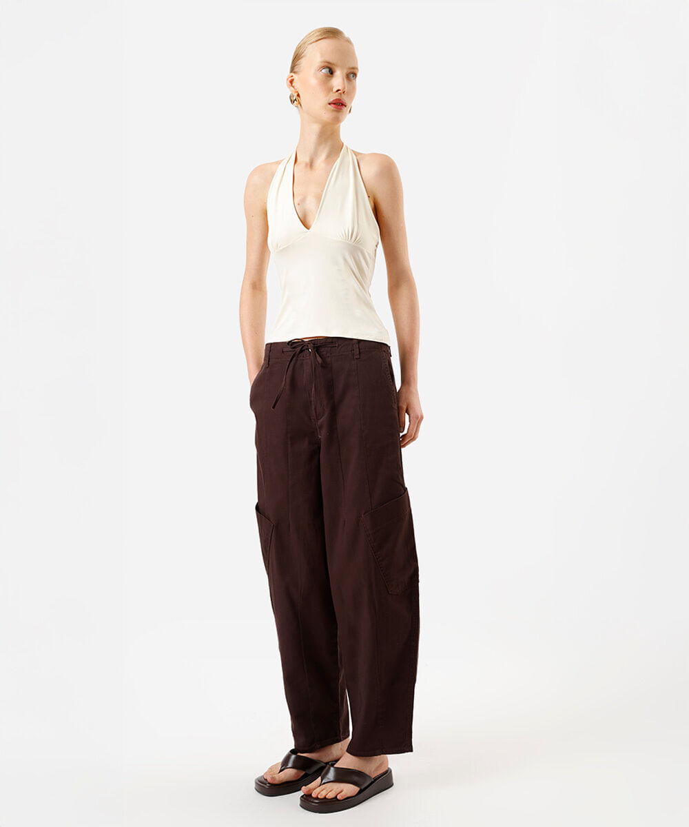 blusa frente única feminina decote v bege