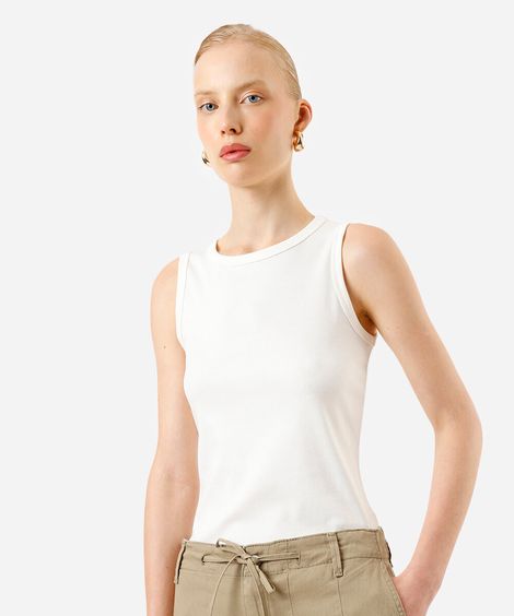 regata básica feminina de algodão peruano interlock off white