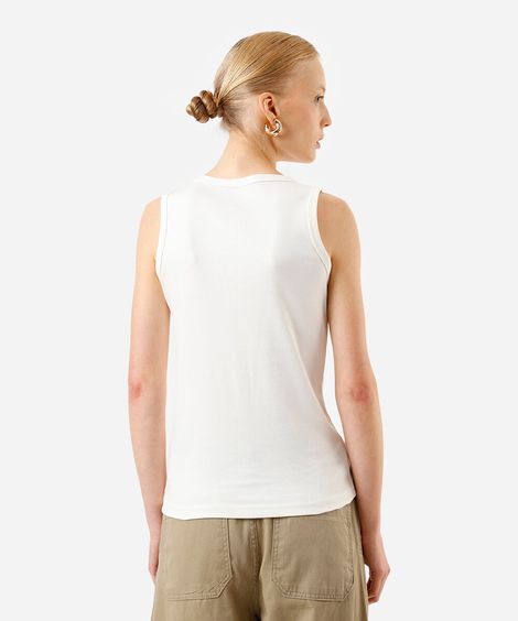 regata básica feminina de algodão peruano interlock off white