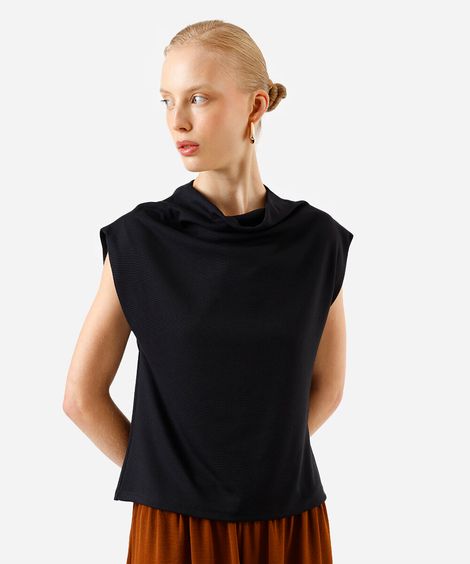 blusa feminina de viscose decote degagê preta