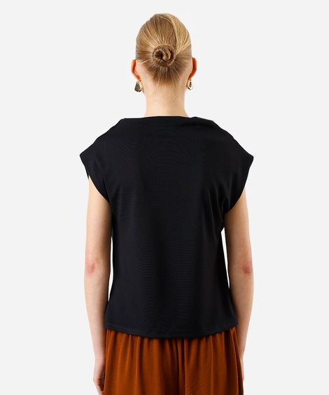 blusa feminina de viscose decote degagê preta