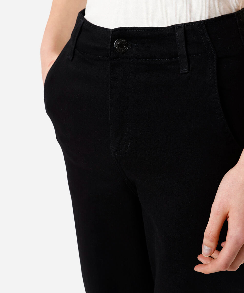 calça feminina jeans wide leg sawary preta