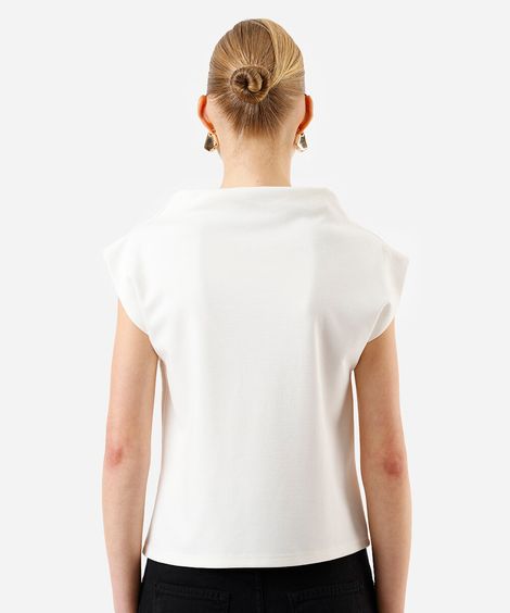 blusa feminina de viscose decote degagê off white