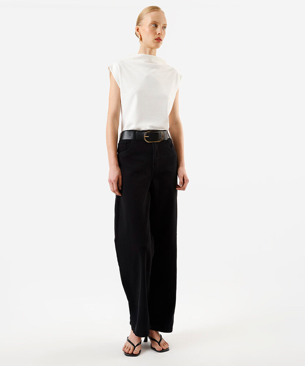 blusa feminina de viscose decote degagê off white