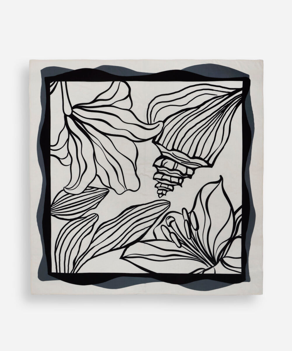 canga estampada quadrada off white
