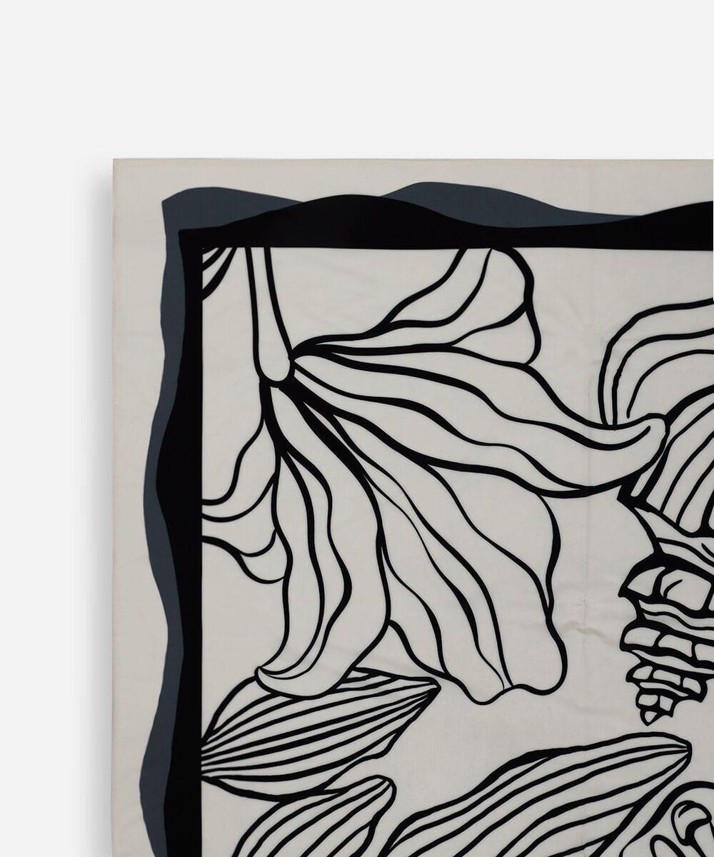 canga estampada quadrada off white