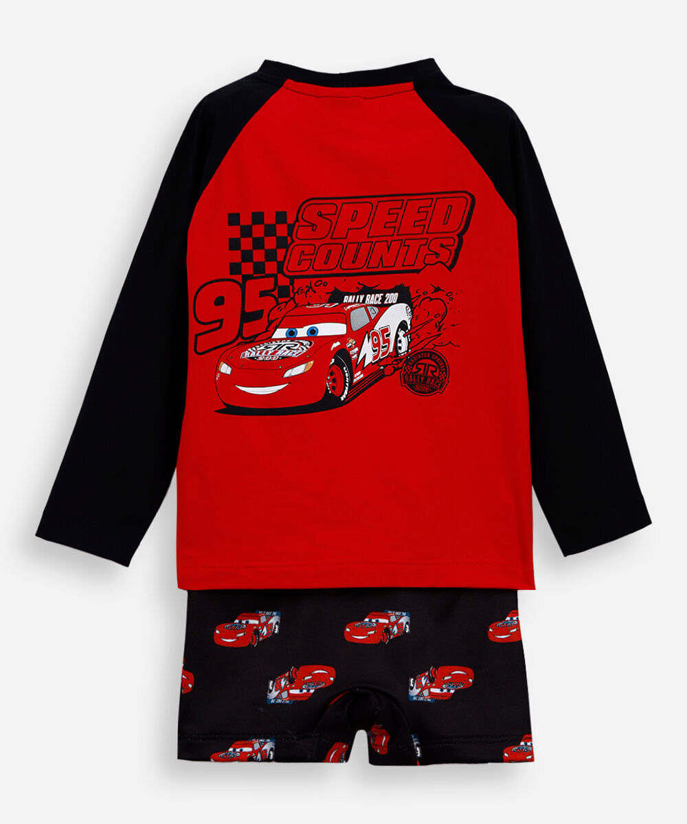 conjunto infantil praia relâmpago macqueen vermelho