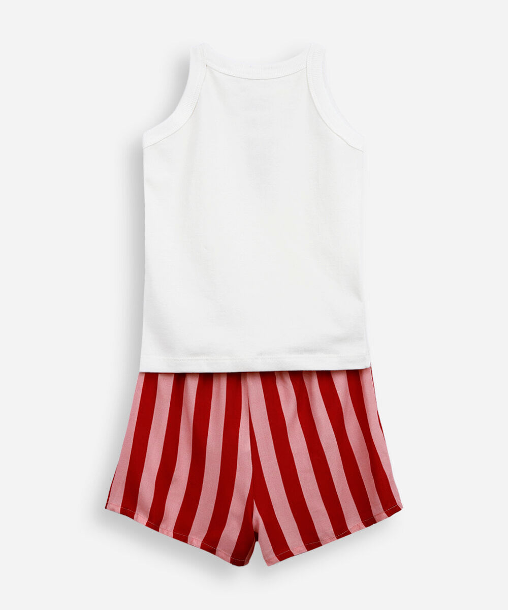 pijama infantil mini me lagosta com bolsa vermelho