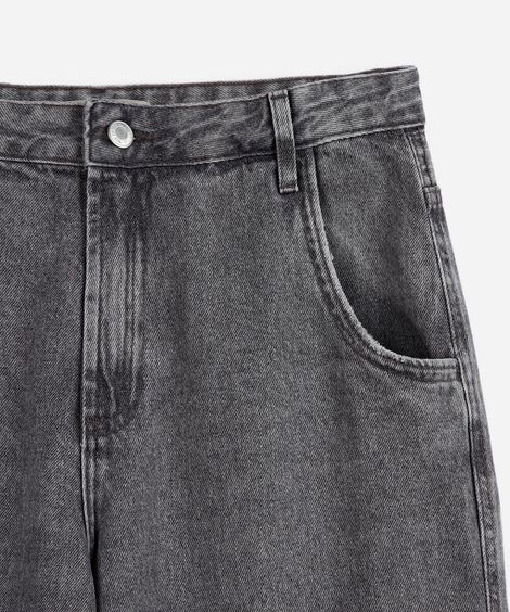 calça juvenil jeans wide leg cinza