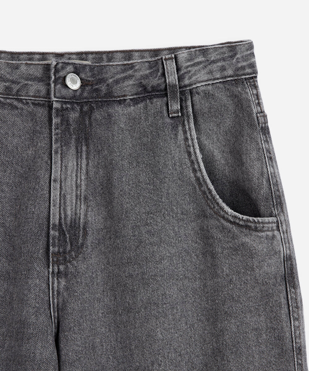 calça juvenil jeans wide leg cinza