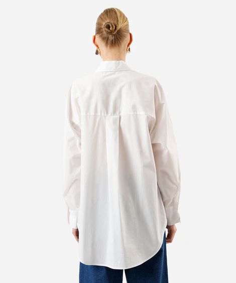 camisa oversized feminina de algodão off white