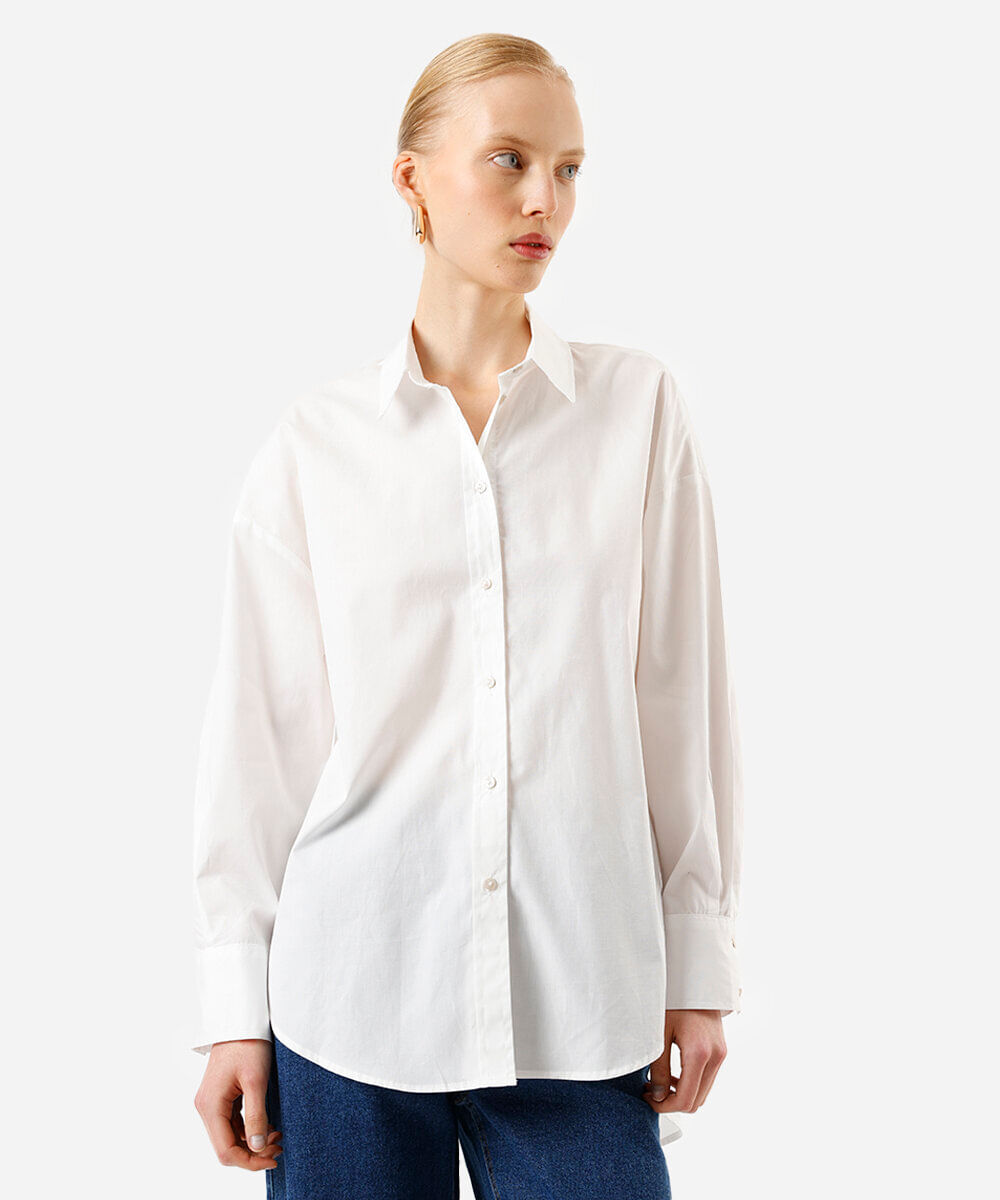 camisa oversized feminina de algodão off white