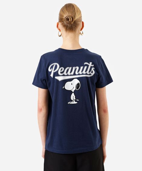camiseta feminina manga curta snoopy azul