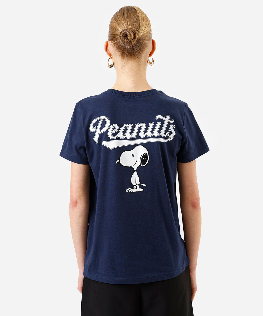 camiseta feminina manga curta snoopy azul