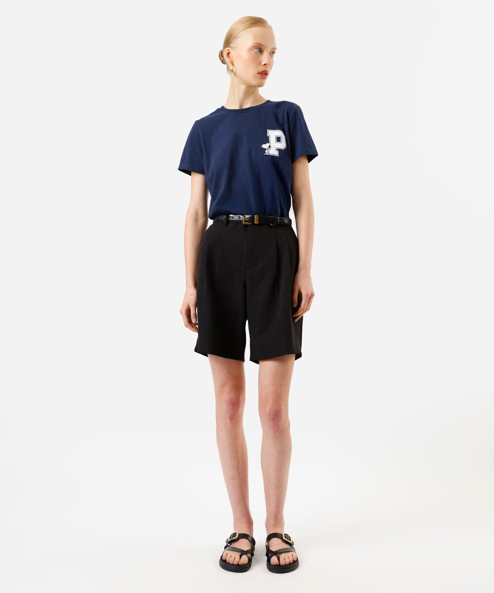 camiseta feminina manga curta snoopy azul