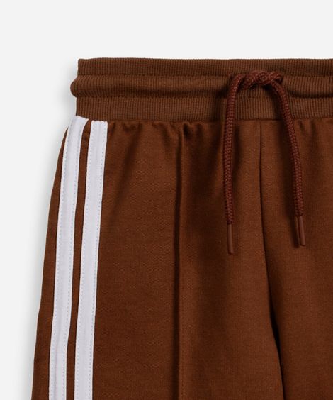 bermuda infantil de moletom com listras marrom