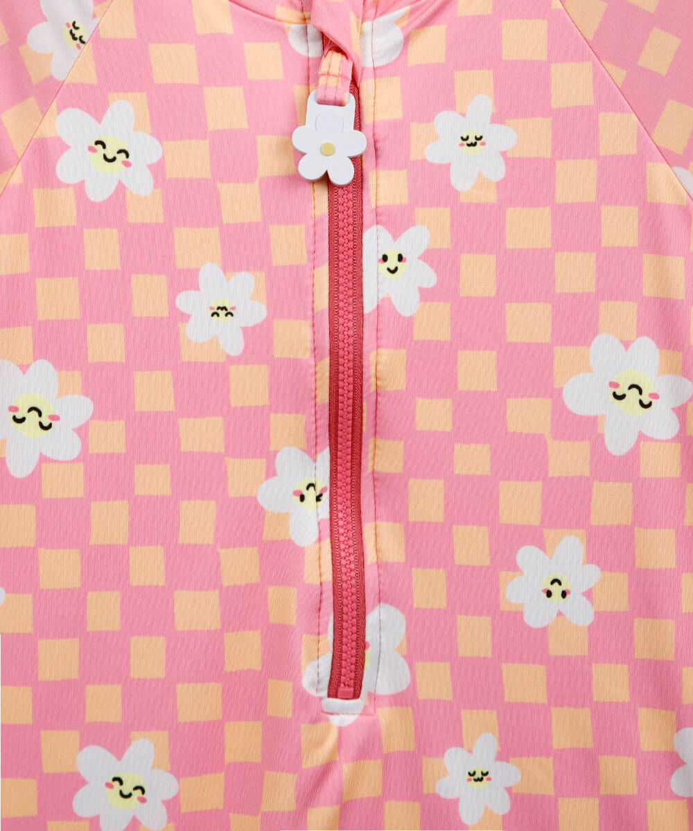 maiô infantil quadriculado full print colorido