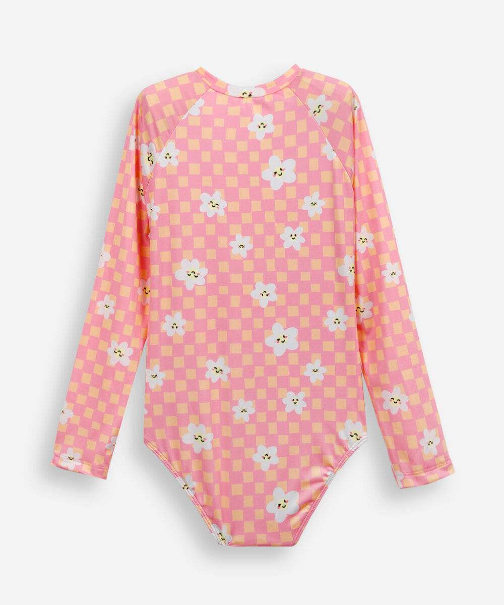 maiô infantil quadriculado full print colorido