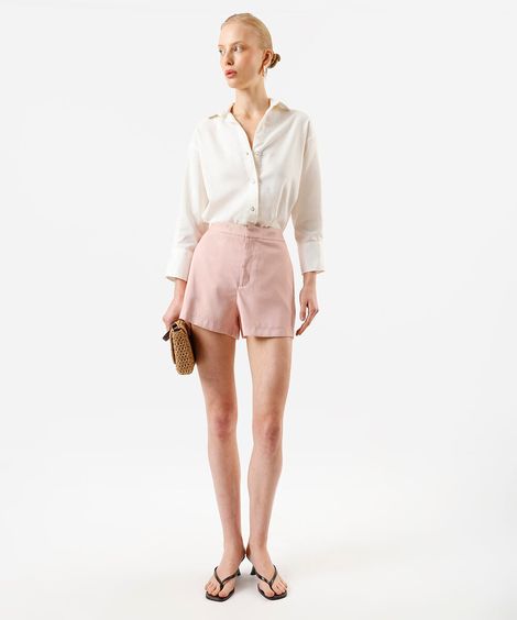 short curto feminino de alfaiataria rosa