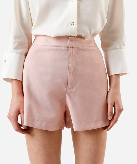short curto feminino de alfaiataria rosa