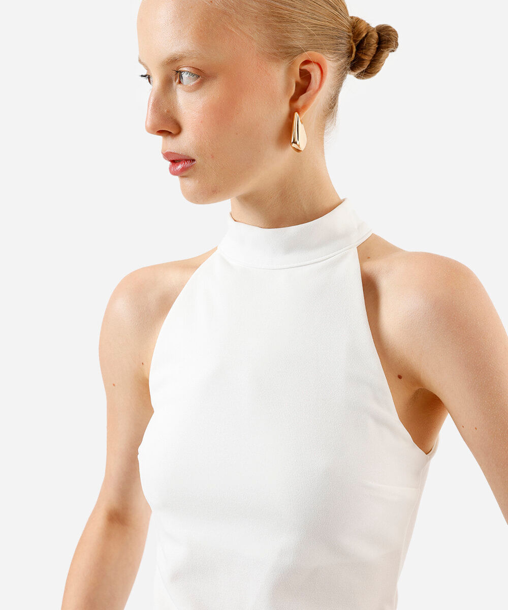 blusa feminina halterneck off white