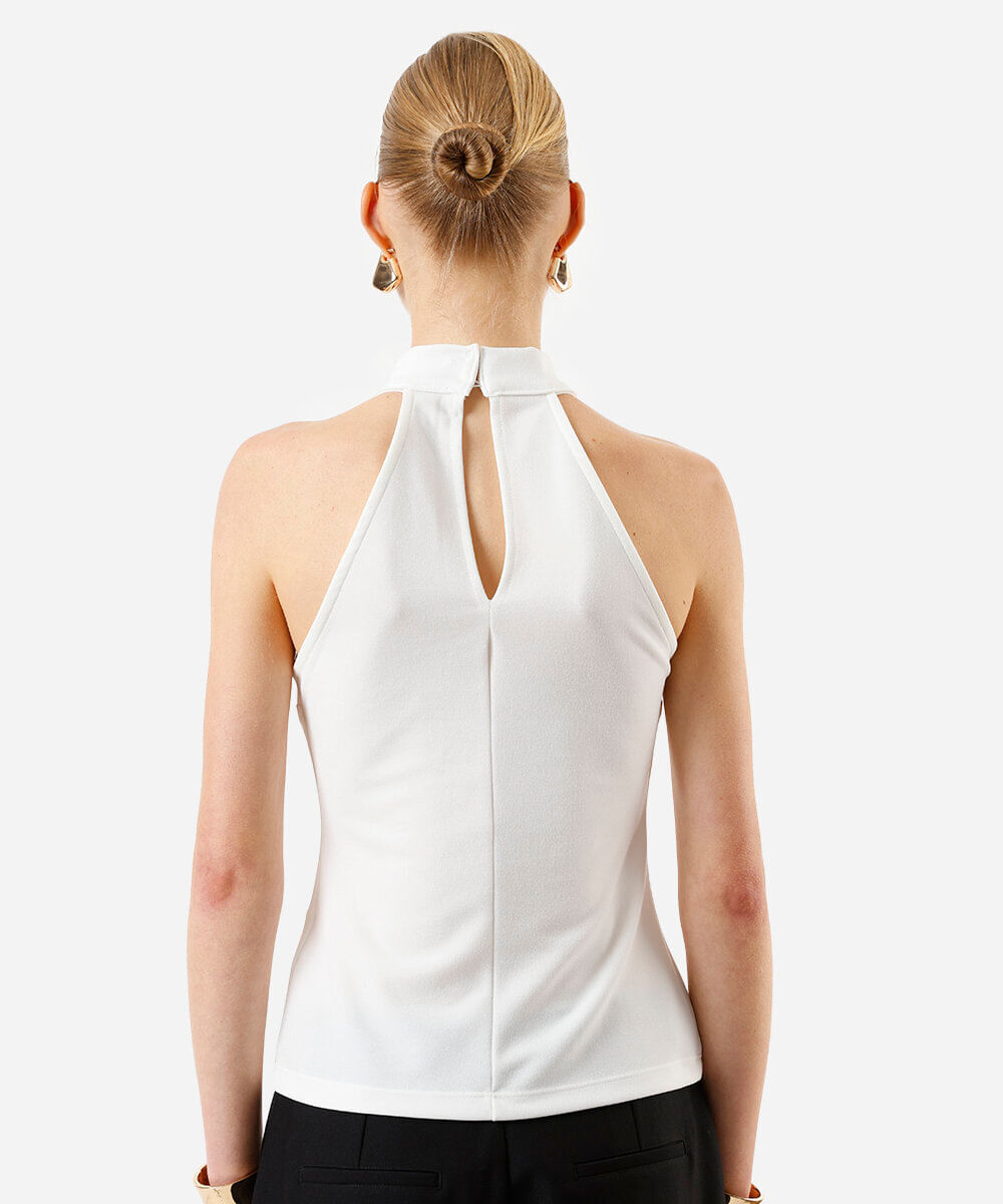 blusa feminina halterneck off white